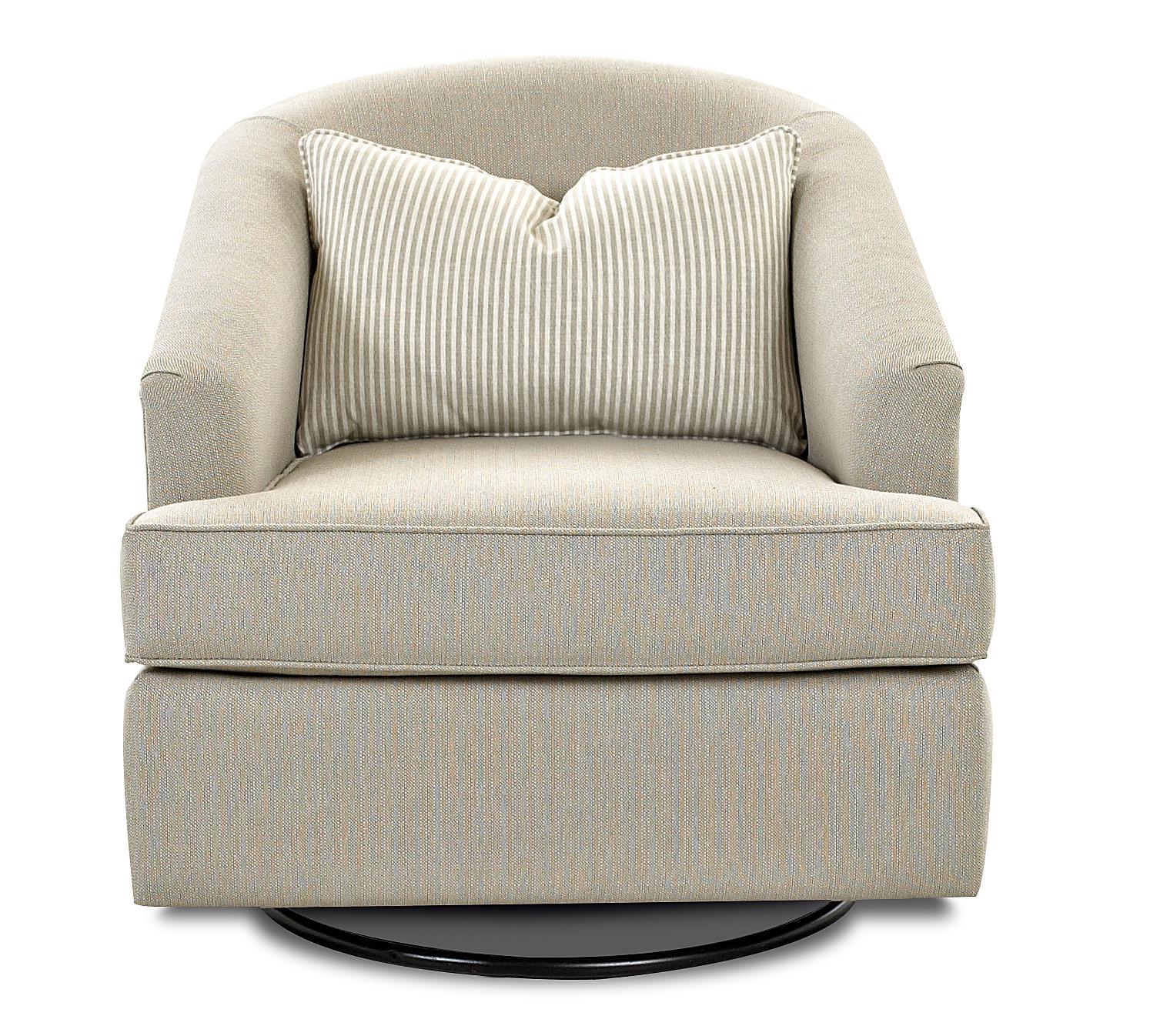 Klaussner Chairs and Accents Devon Swivel Glide Chair with Pillow